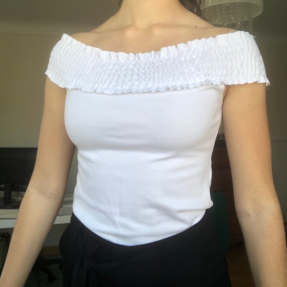 White Off-Shoulder Women's Top